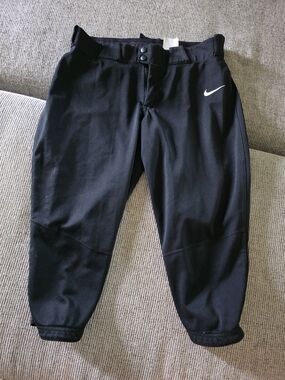 Nike Black Performance Softball Pants with White Swoosh